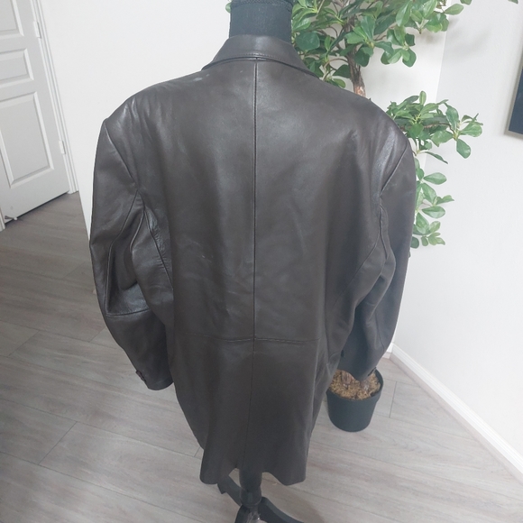 J. FERRAR Women's Oversized Brown Genuine Leather Blazer Jacket Size Large. - Picture 14 of 15